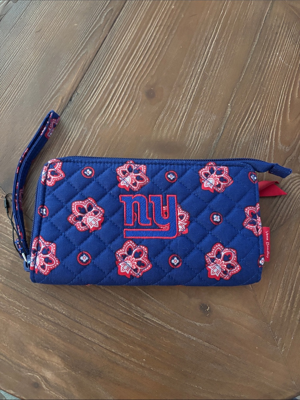 Vera Bradley Quilted New York Giants Wristlet in Navy and Red Floral